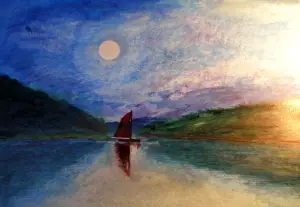 Painting by Wendy Webster - Boat on Lake